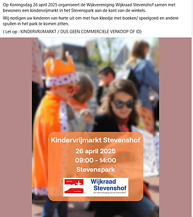 Kindervrijmarkt op Koningsdag